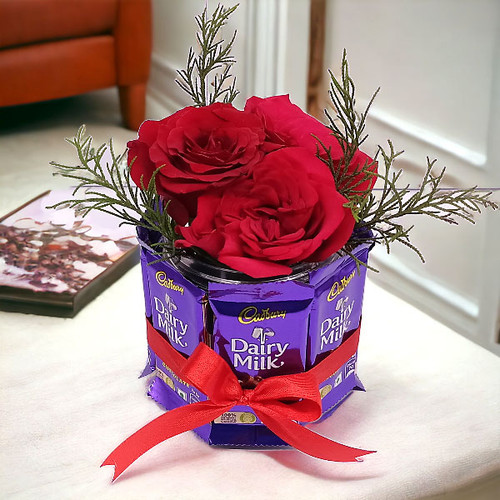 Dairy Milk Chocolates With Roses Combo
