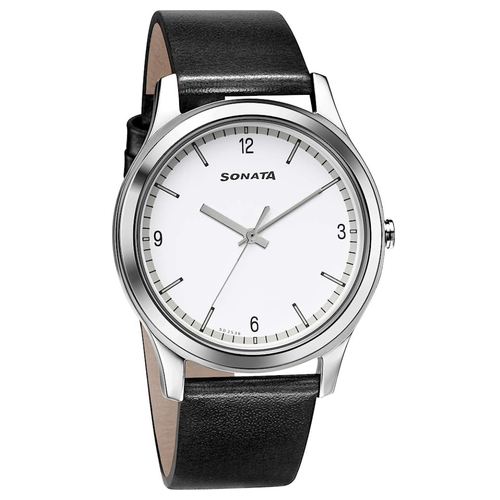 Sonata White Dial Men's Analog Watch (7135SL04)