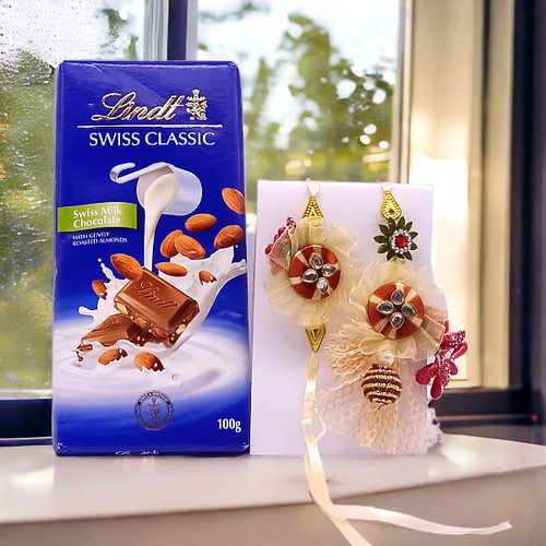 Rakhi Set and Lindt Chocolates Rakshya Bandhan Hamper