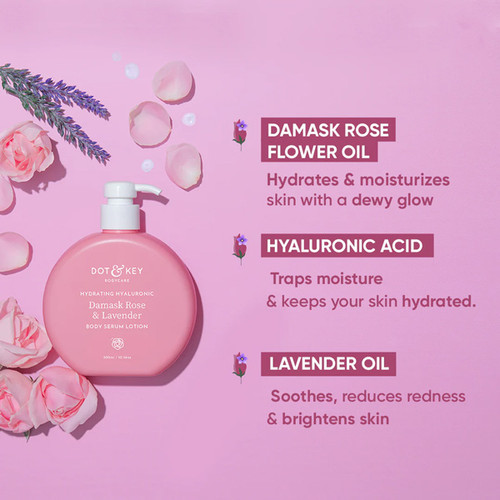 Dot & Key Hydrating Hyaluronic Damask Rose & Lavender Body Serum Lotion