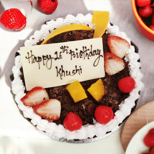 Seasonal Fruits Toppping  Black Forest Cake - Radisson Hotel