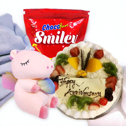 Amazing Combo of Cake, Unicorn Toy & Chocofun Wafers