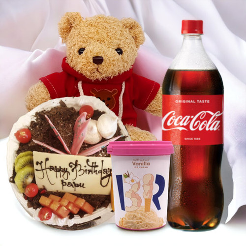 Baskin Robbins Icecream Hamper- Cake, Coldrink & Teddy