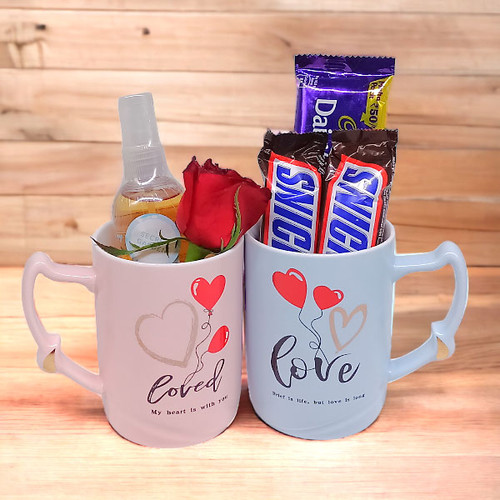 Couple Love Mug Gift Set For Her With Chocolates Hamper