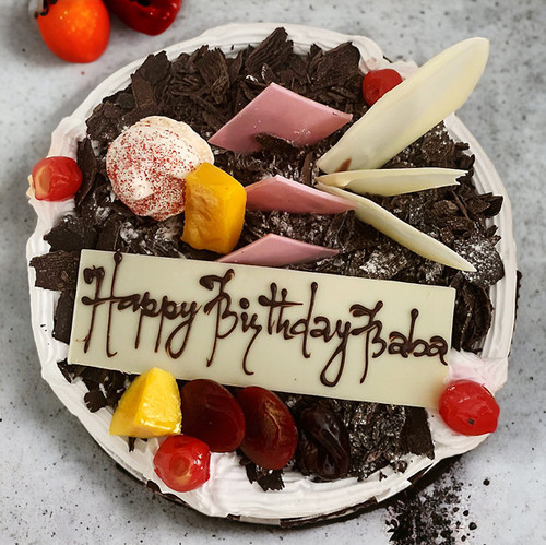 Tempting Black Forest Delight with Fruits & Chips Toppings