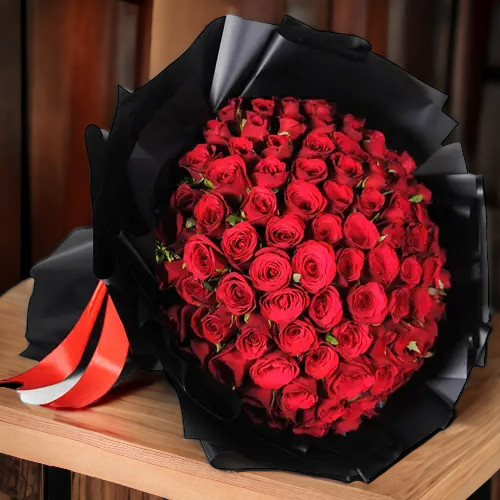 Bunch of 100 Natural Fresh Red Roses