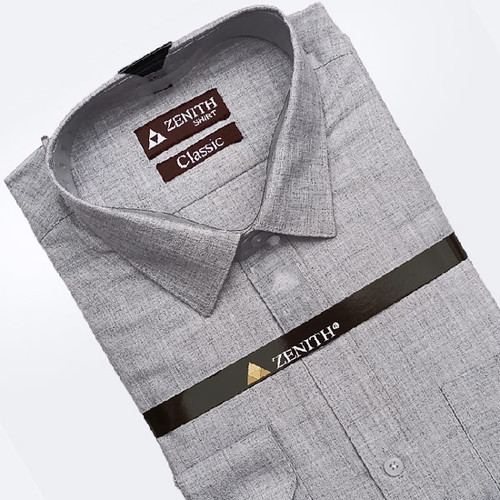Extra Large Size Light Grey Cotton Formal Shirt For Men