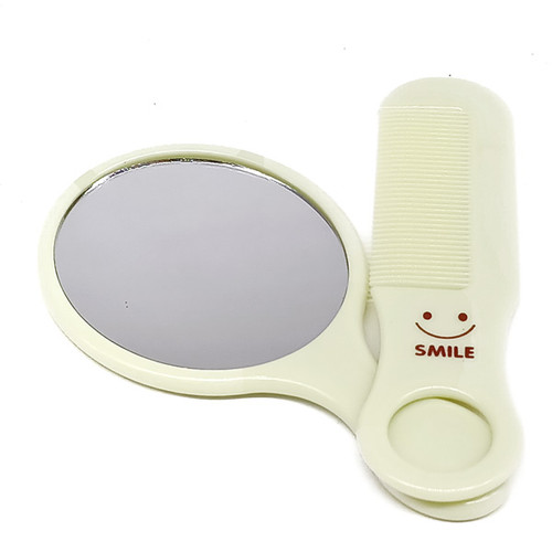 Cute Fox Printed Mirror & Comb Set - Pink