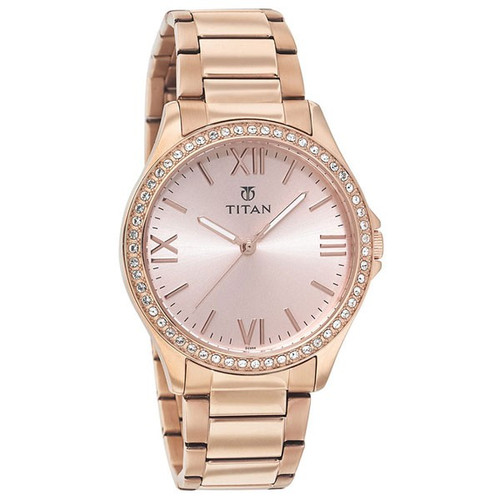 Titan Stainless Steel Case Rose Gold Analog Watch for Women (9955WM01)