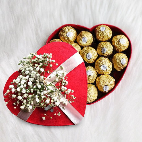 Small Heart Shape Box With Full of Ferrero Chocolates