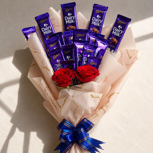 Cadbury Chocolates Bouquet With Red Roses