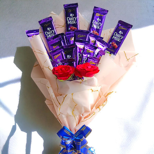 Cad-bury Chocolates Bouquet With Red Roses