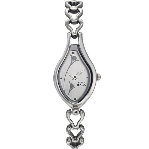 Titan Brass Case Silver White Dial Analog Watch for Women (2457SM01)