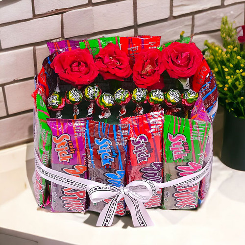 Candy Stick Sour Punk in Different Flavour With Roses Combo