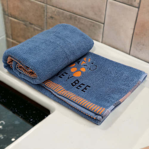 Honey Bee Cotton Bath Towel - Blue