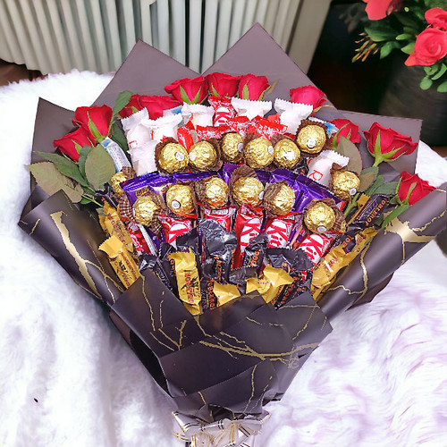 Bulk Chocolates Combo With Red Roses