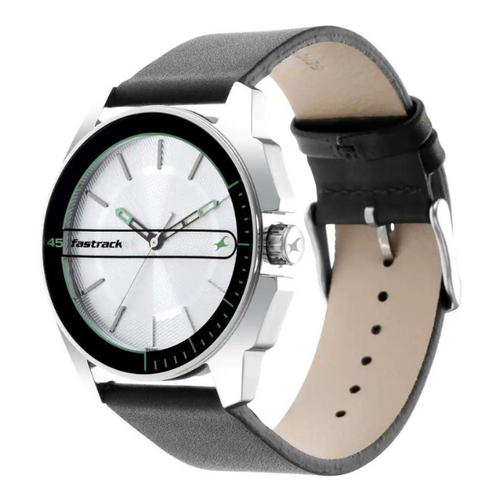 Fastrack Wear Your Look Quartz Analog Silver Dial Leather Strap Watch