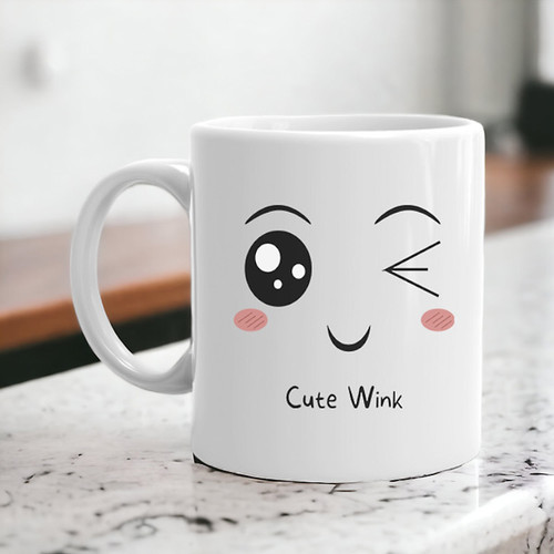 Cute Wink Design printed White Ceramic Mug
