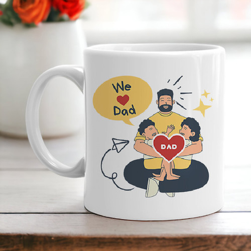 We Love Dad Printed White Ceramic Mug