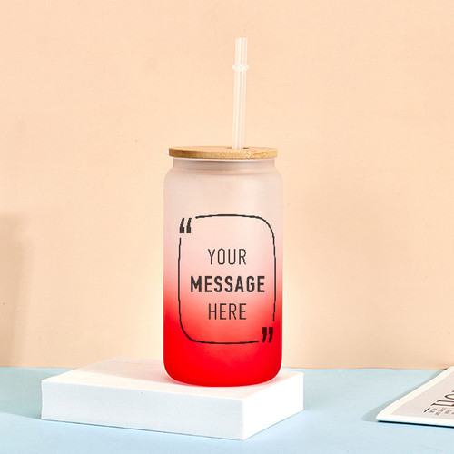 Personalized Message Print Cute Crystal Cup with Straw