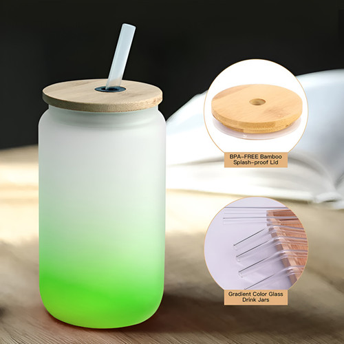 Cute Smiley Printed Green Can Bottle with Straw & Lid