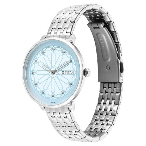 Titan Marhaba Sky Blue Dial Metal Strap Watch for Ladies-2673SM03