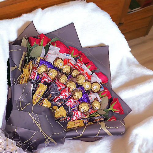100+ Bulk Mixed Chocolates Combo With Flowers Bouquet