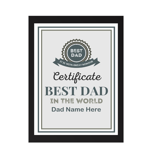 Personalized Fathers Day Special Certificate for Best Dad