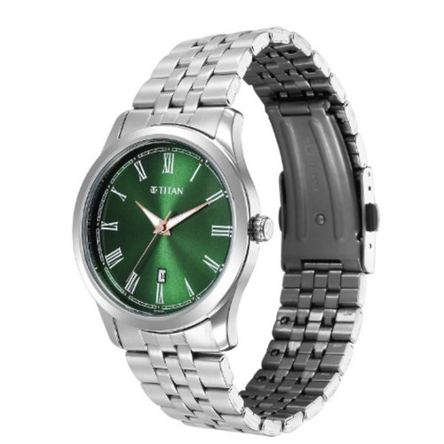 Titan Analog Green Dial Metal Strap Watch for Men-1823SM04