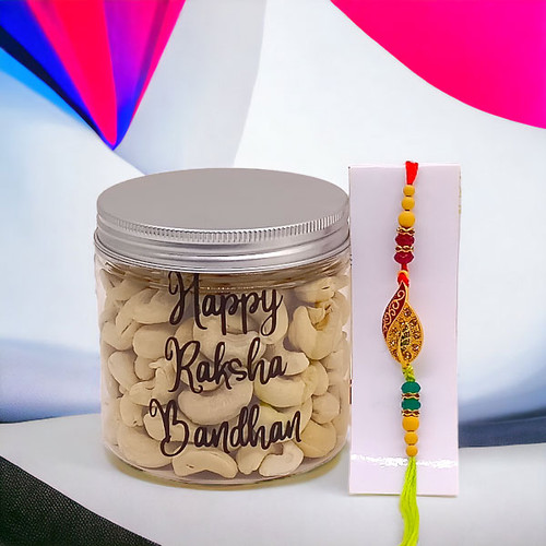 Personalized Dry Nuts With Rakhi Gift Combo