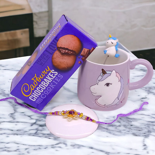 Ceramic Mug Set with Rakhi Chocobakes Raksha Bandhan Gift to