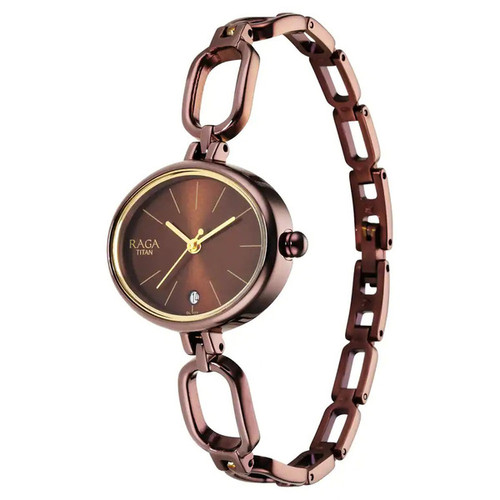 Titan Raga Viva Brown Dial Brown Brass Strap Watch-2667QM01