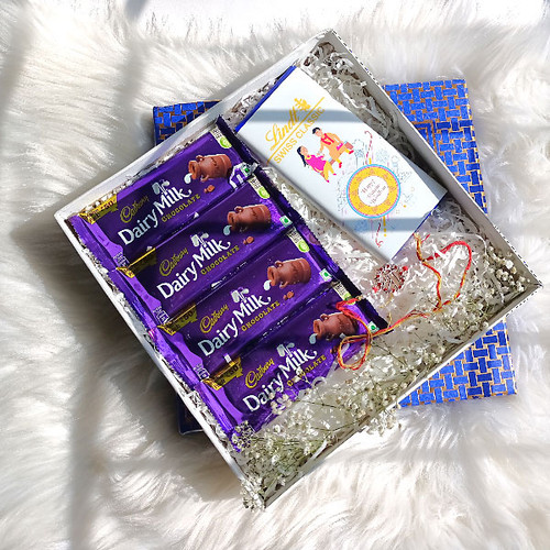 Rakshya Bandhan Gift Combo With Chocolate, Rakhi & Rose