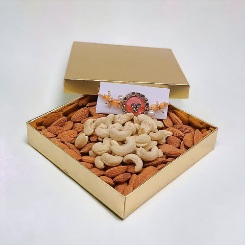 Beautiful Rakhi With Drynut in Box Gift