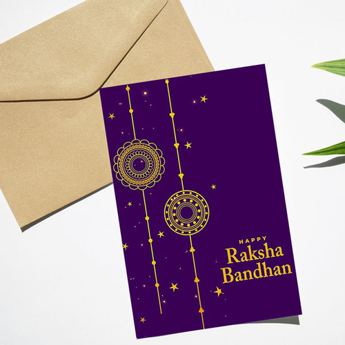 Attractive Design Rakhi Wish Card with Beautiful Colors