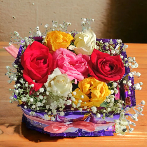 Cadbury Dairy Milk With Mix Roses Chocolates Bouquet