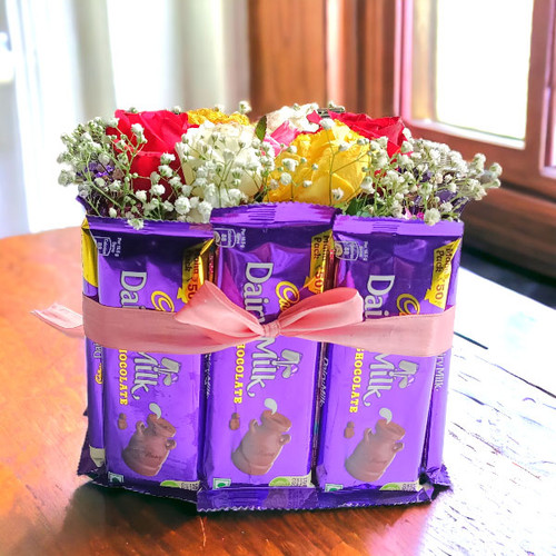 Cadbury Dairy Milk With Mix Roses Chocolates Bouquet