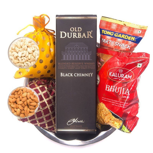 Old Durbar Black Chimney Whisky with Assorted Namkeens and Dry Nuts Hamper