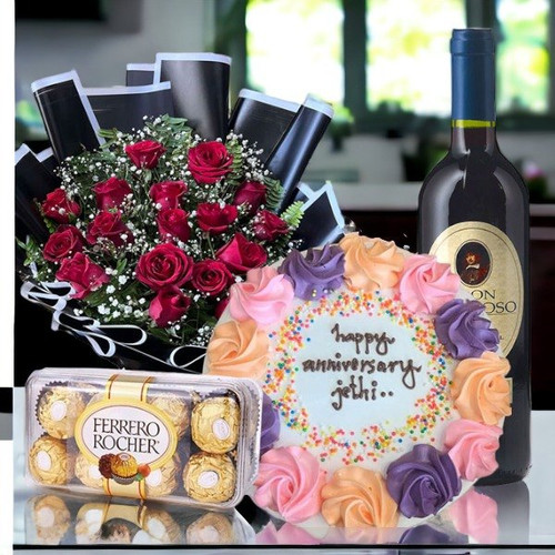 Radisson Hotel Restaurant Voucher Combo with Roses, Cake, Chocolate & Wine
