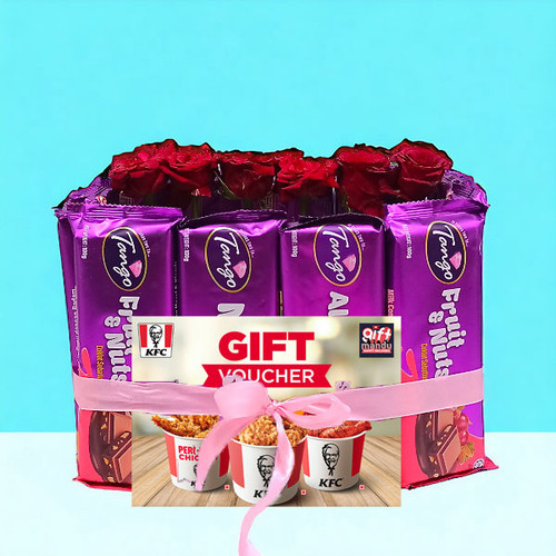 Chocolate Bouquet With 6 Roses Combo & KFC Food Gift Voucher