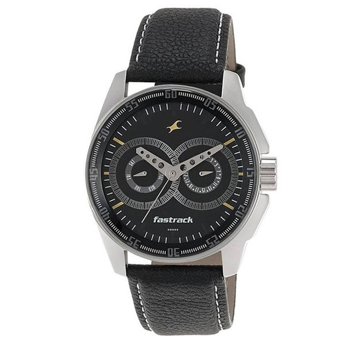 Fastrack Stainless Steel Case Black Dial Analog Watch for Men (3089SL02)