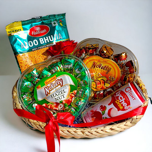 Chocolates With Juice & Namkeen Gift Basket Chocolates With Juice & Namkeen Gift Basket