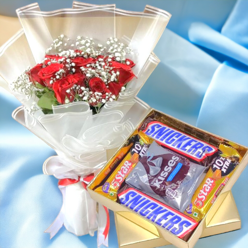 Flowers Bouquet With Chocolates Box Combo Flowers Bouquet With Chocolates Box Combo