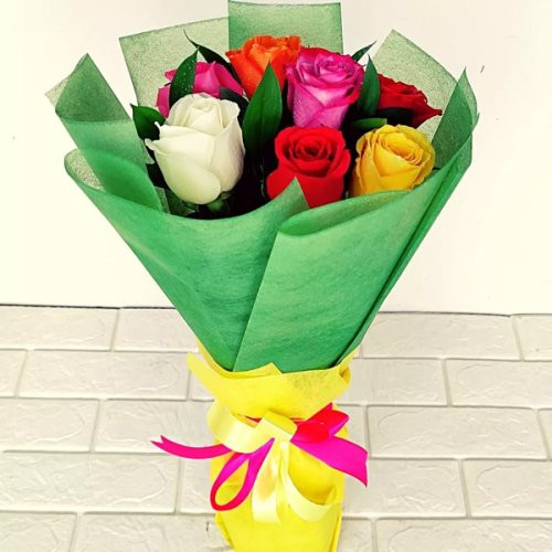 Mix Roses Bouquet with Soft Teddy Bear