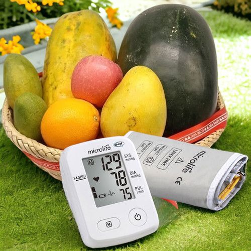 Seasonal Fruits Basket With Microlife Blood Pressure Monitor