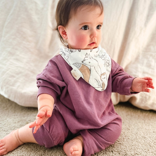 Crane Baby Ezra 3pc. Muslin Bib Set Crane Baby Ezra 3pc. Muslin Bib Set