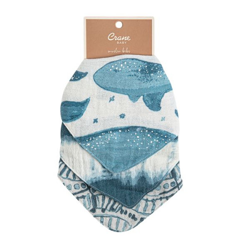 Crane Baby Caspian 3pc. Muslin Bib Set Crane Baby Caspian 3pc. Muslin Bib Set