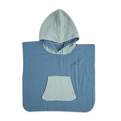 Crane Baby Hooded Poncho - Evergree & Rickerstone