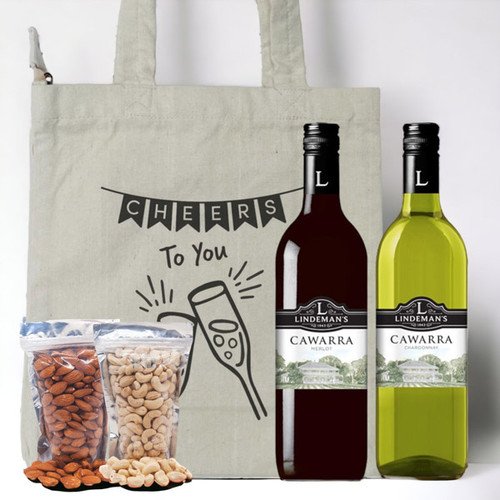 Lindeman's Cawarra Wine Duo Gift Set with Dry Nuts and Tote Bag