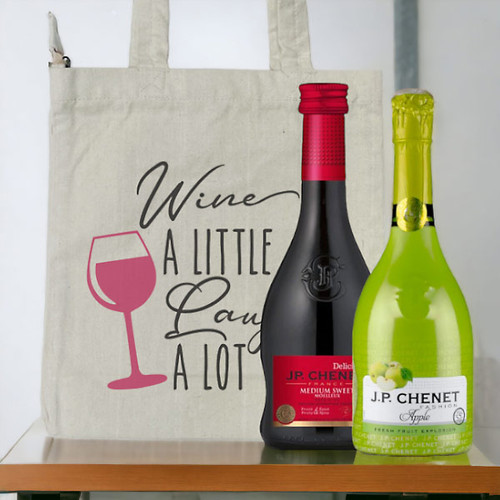 Beautiful Personalized Tote Bag with Premium Chenet Wines